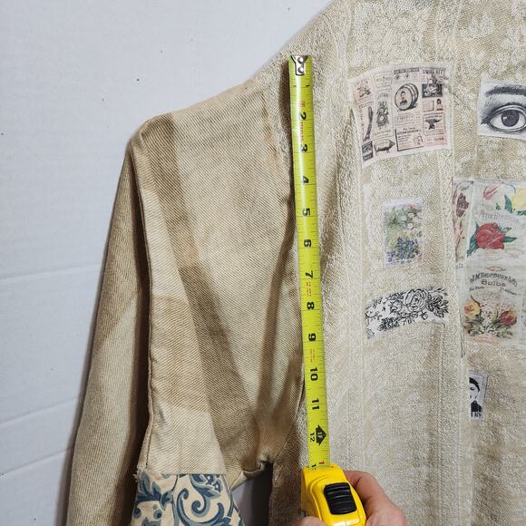 One-of-a-Kind Upcycled Linen Kimono – Handcrafted with Vintage Appliqué - Picture 8 of 13
